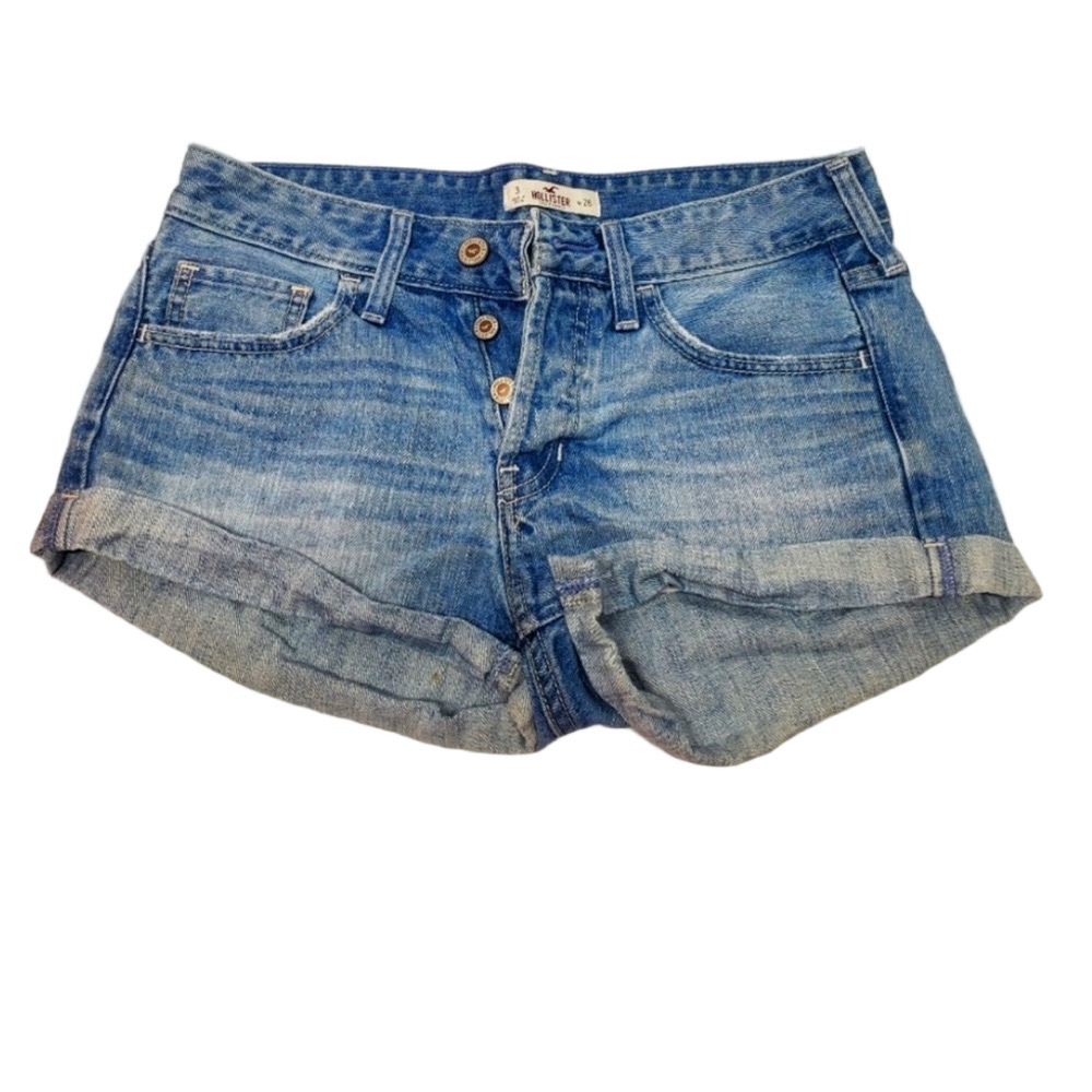 Hollister Blue Denim Button-Fly Jean Shorts Size 26 - Picture 2 of 3